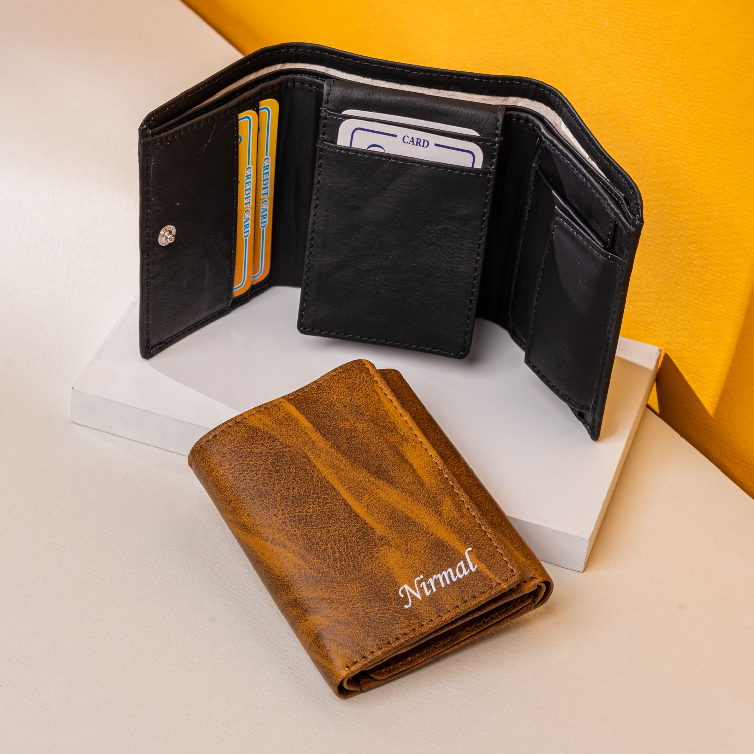 3 Fold Wallet – Leather Black - Be Made