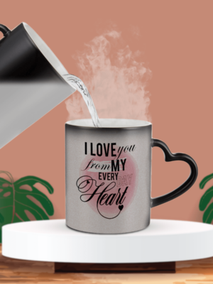 Customized Magic Mug with Photos | Heart Handle
