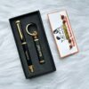 Black Triangle Pen, Keychain & Rudraksh Rakhi