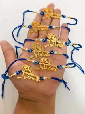Metal Cutting Rakhi with Evil Eye Thread